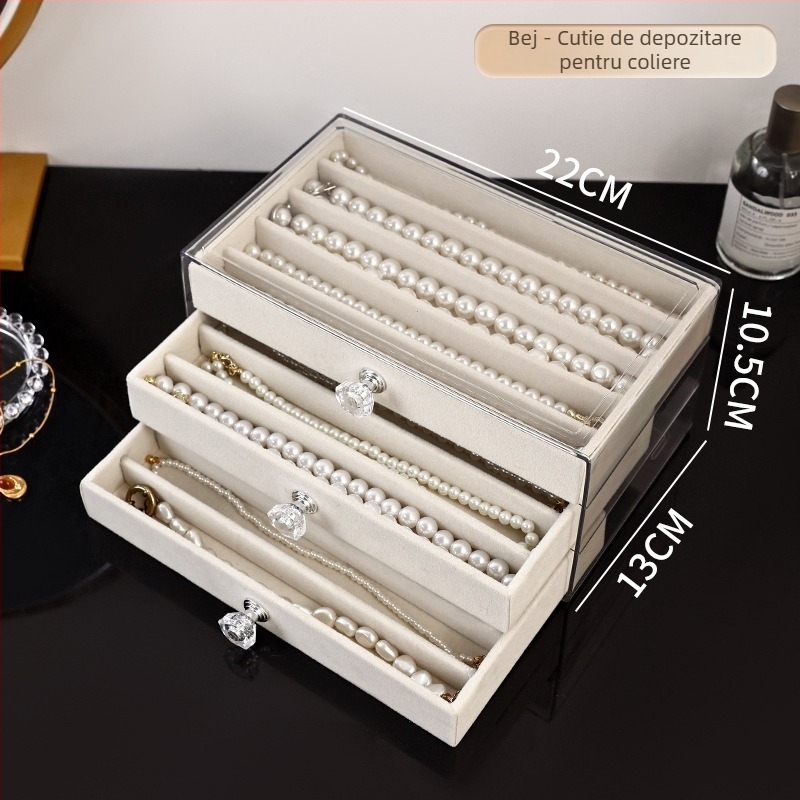 Cutie pentru bijuterii cu sertar – stil minimalist, velur + PS, construcție moale