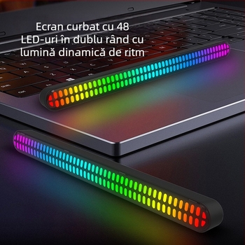 Lumină ambientală ritmică cu reacție la sunet pentru interiorul mașinii și desktop, control prin aplicație, alimentare Type-C, lumină inteligentă