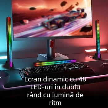 Lumină ambientală ritmică cu reacție la sunet pentru interiorul mașinii și desktop, control prin aplicație, alimentare Type-C, lumină inteligentă