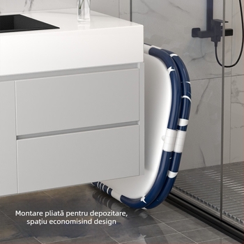 Cadă de baie pentru adulți, dreptunghiulară, pliabilă, dublă, cu temperatură constantă și masaj cu bule