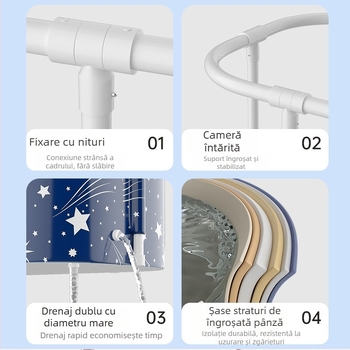 Cadă de baie pentru adulți, dreptunghiulară, pliabilă, dublă, cu temperatură constantă și masaj cu bule