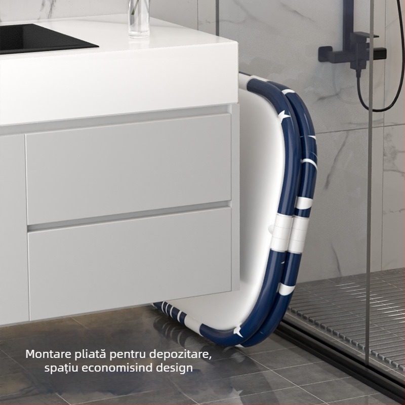 Cadă de baie pentru adulți, dreptunghiulară, pliabilă, dublă, cu temperatură constantă și masaj cu bule