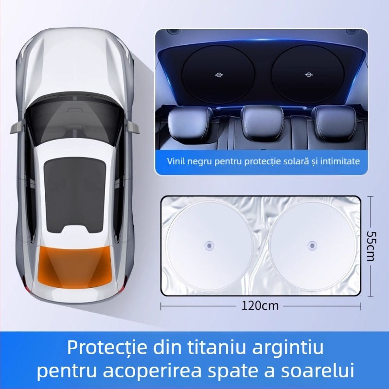 Parasolar pentru parbrizul din spate al mașinii, montaj încastrat, potrivire universală, personalizare disponibilă și imprimare logo, construcție din aliaj metalic