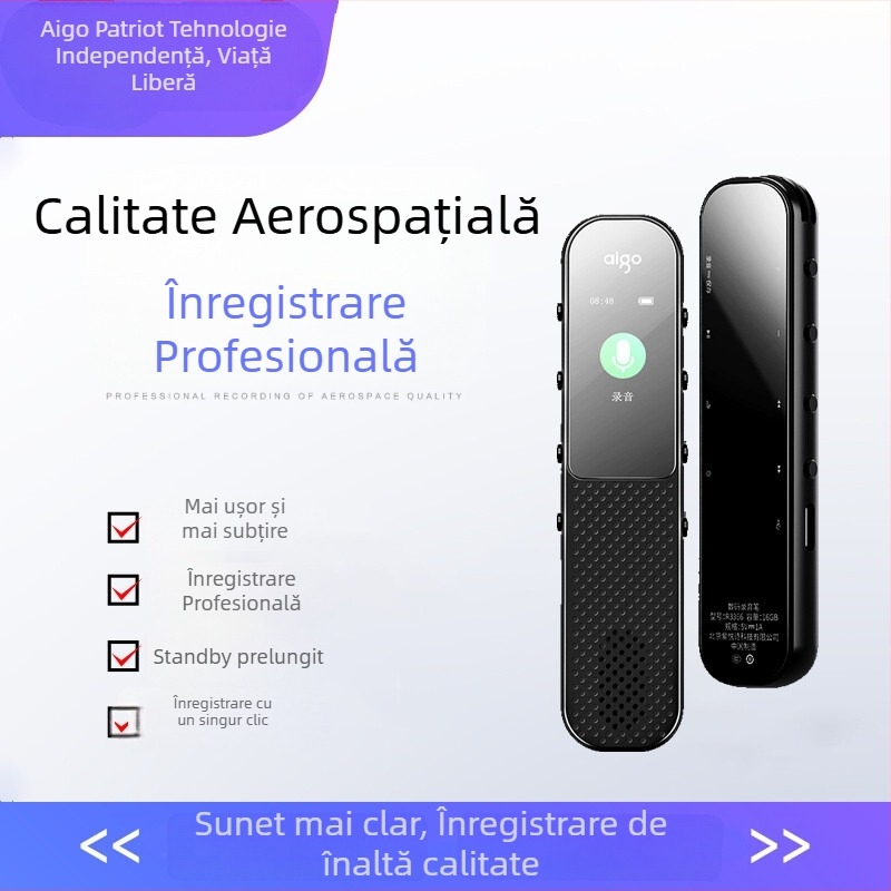 Înregistrator de conferințe R3366 – Activare vocală printr-un singur buton, Înregistrare WAV, 6 ore de înregistrare, Ecran HD, Fără memorie extensibilă