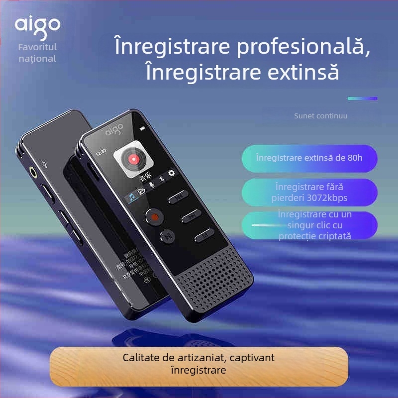 Înregistrator de conferințe R3366 – Activare vocală printr-un singur buton, Înregistrare WAV, 6 ore de înregistrare, Ecran HD, Fără memorie extensibilă