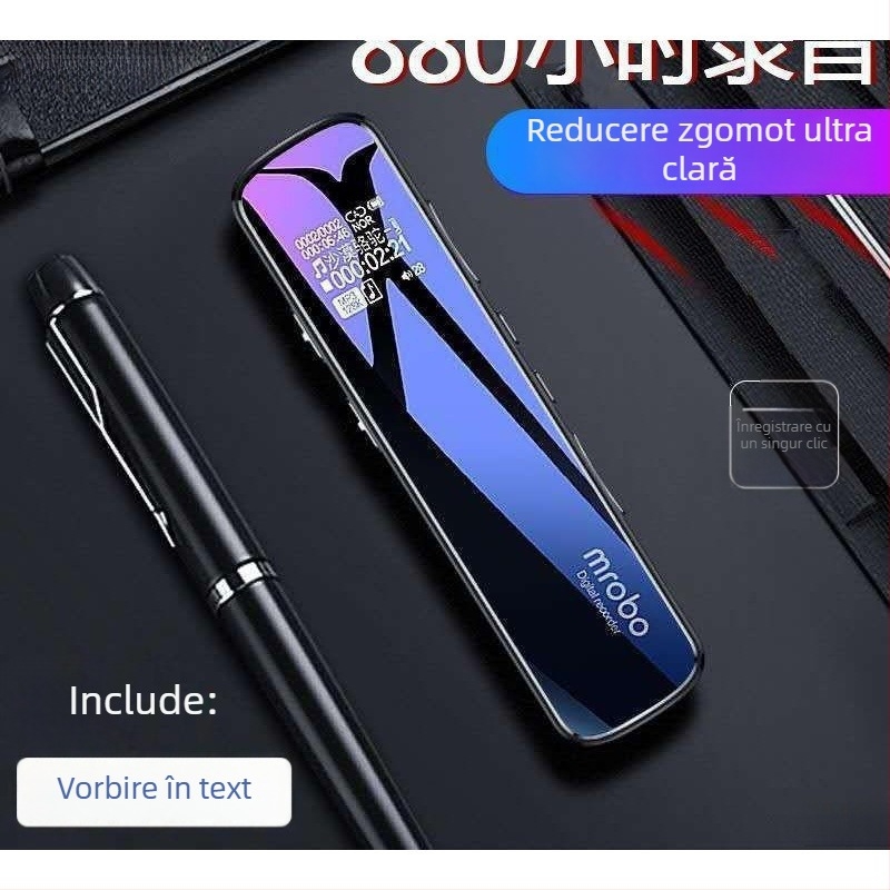 Înregistrator vocal cu două microfoane, stocare pe card TF, USB 2.0, ecran TFT