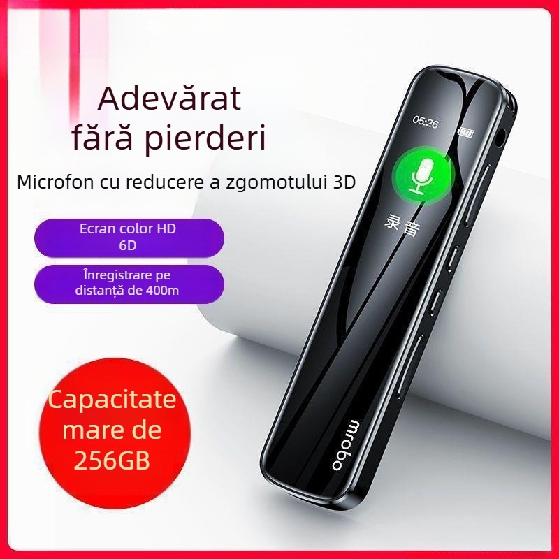 Înregistrator vocal cu două microfoane, stocare pe card TF, USB 2.0, ecran TFT