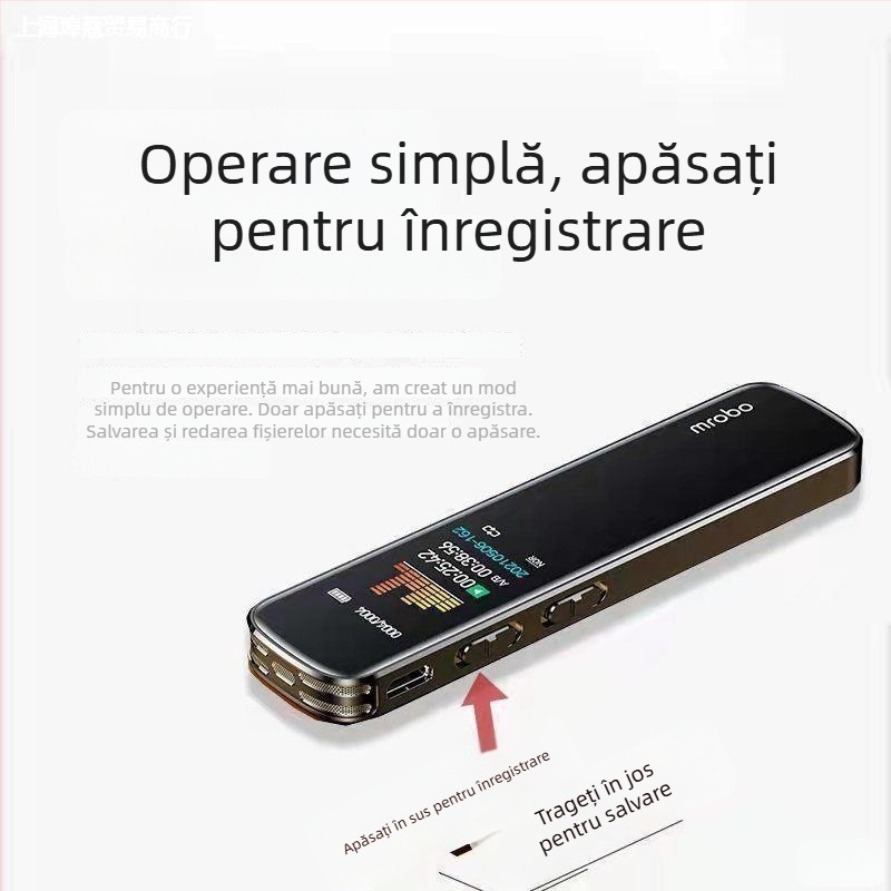 Înregistrator vocal cu două microfoane, stocare pe card TF, USB 2.0, ecran TFT