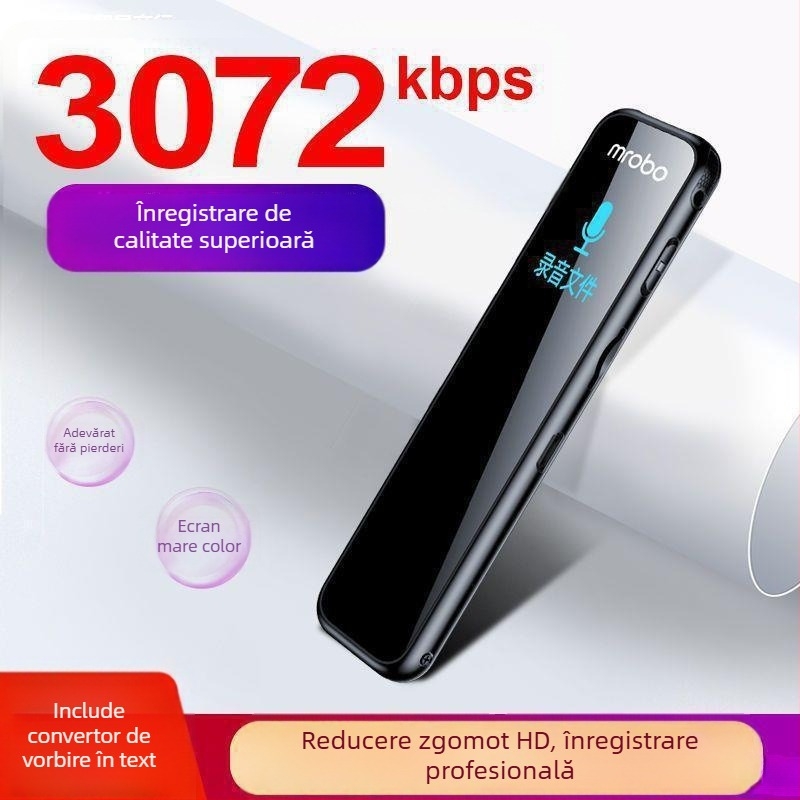 Înregistrator vocal cu două microfoane, stocare pe card TF, USB 2.0, ecran TFT