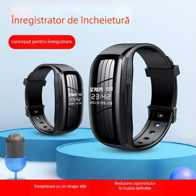 Înregistrator brățară WAV, 1800 minute, TF Card, USB 2.0, fără ecran