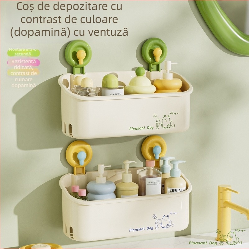 Dopamine coș de depozitare cu ventuză, pentru baie, ABS+PP