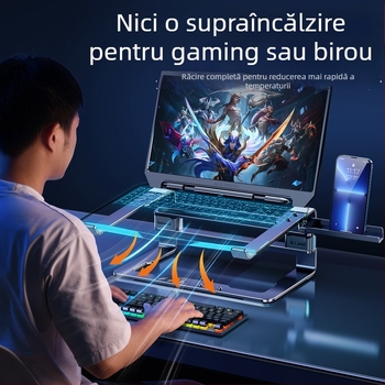 Suport de birou pentru laptop 04118, aliaj de aluminiu, compatibilitate universală, orientare verticală, răcire