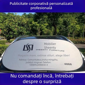 Parasolar auto pentru parbriz – personalizat, imprimare logo, material: bandă argintie, montaj telescopic
