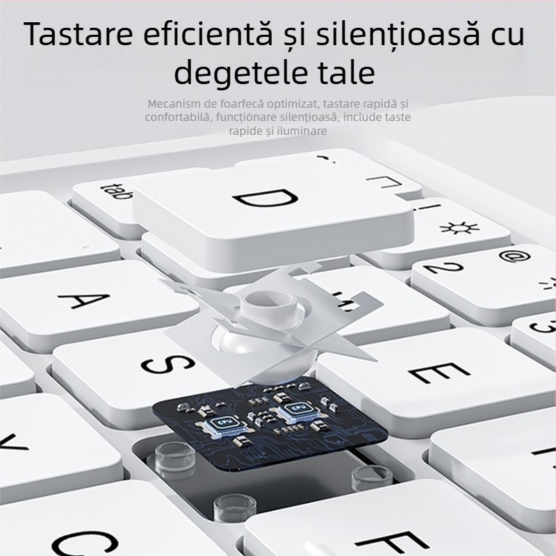 Carcasă protecție transparentă pentru tastatură, rotativă, cu iluminare de fundal și suport pentru Huawei MatePad Air 12 și 11.5S