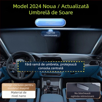 Jasdy Protecție solară auto universală pentru parbrizul frontal, folie de aluminiu, model în carouri, stil simplu, montaj prin card încorporat
