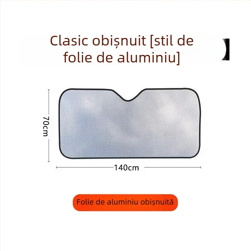 Jasdy Protecție solară auto universală pentru parbrizul frontal, folie de aluminiu, model în carouri, stil simplu, montaj prin card încorporat