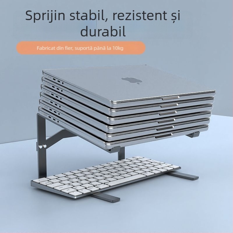 Suport pentru laptop cu design cu două niveluri, suport vertical pentru laptopuri de gaming, răcire ascunsă, tastatură detașabilă, construcție din plastic