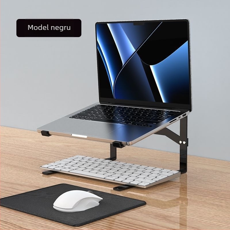 Suport pentru laptop cu design cu două niveluri, suport vertical pentru laptopuri de gaming, răcire ascunsă, tastatură detașabilă, construcție din plastic