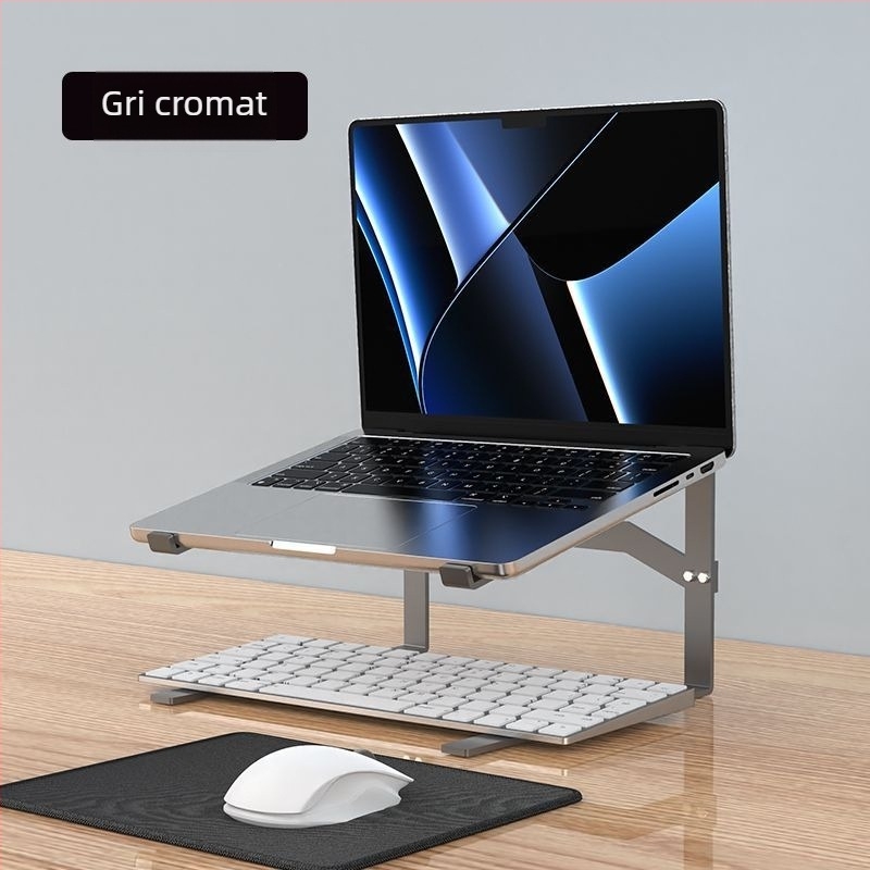 Suport pentru laptop cu design cu două niveluri, suport vertical pentru laptopuri de gaming, răcire ascunsă, tastatură detașabilă, construcție din plastic