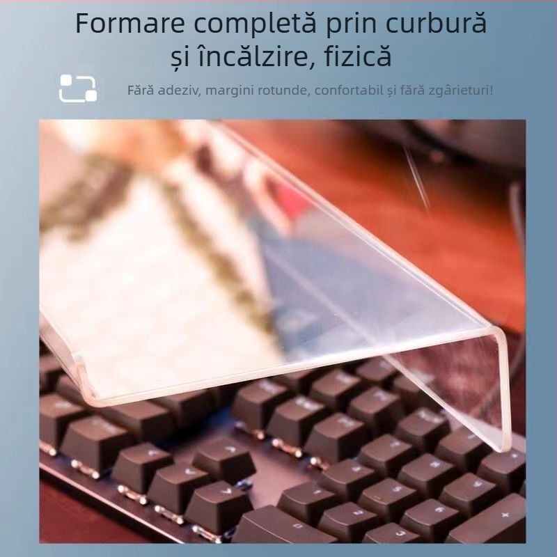 Suport de înălțare pentru tastatură cu tavă de birou — suport din acrilic transparent