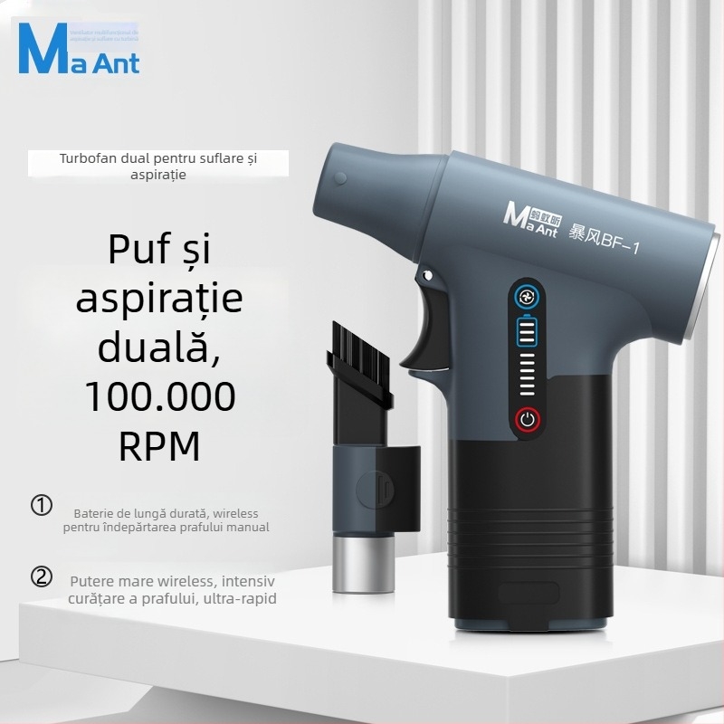 Ant Xin BF-1 Unealtă de curățare a prafului cu aspirație și suflare, ventilator turbo integrat, pentru telefoane mobile, PC, GPU și tastaturi