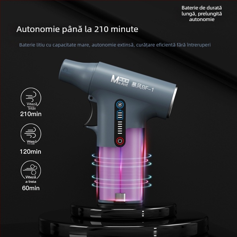 Ant Xin BF-1 Unealtă de curățare a prafului cu aspirație și suflare, ventilator turbo integrat, pentru telefoane mobile, PC, GPU și tastaturi