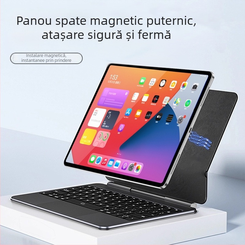 Stand de tastatură magnetic pentru tablete — tastatură wireless Bluetooth, Model M19, Dimensiune 14, Greutate 0.1, Design personalizabil