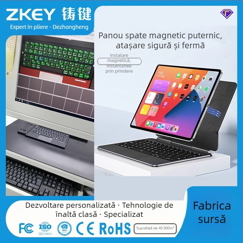 Stand de tastatură magnetic pentru tablete — tastatură wireless Bluetooth, Model M19, Dimensiune 14, Greutate 0.1, Design personalizabil