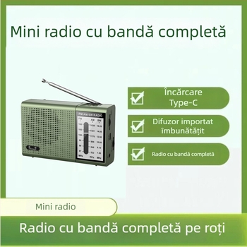 Radio compact cu bandă completă pentru persoane în vârstă, ușor de utilizat, reîncărcabil