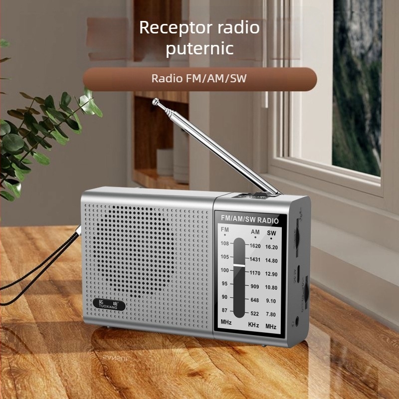 Radio compact cu bandă completă pentru persoane în vârstă, ușor de utilizat, reîncărcabil