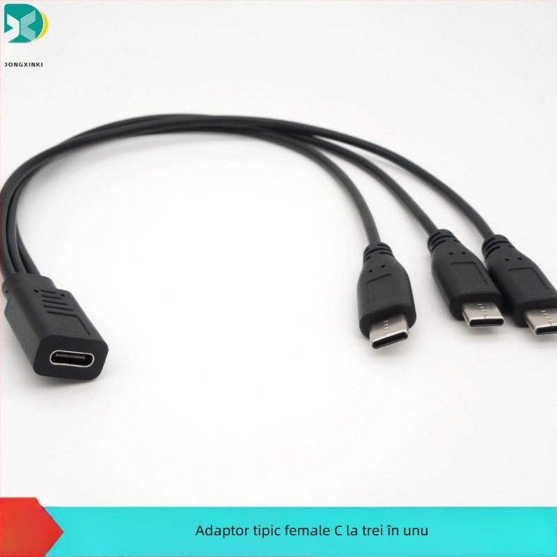 Cablu adaptor Type-C din femelă către trei Type-C masculine, nucleu de cupru, ieșire unu-la-trei, interfață Alte, viteză transfer Alte