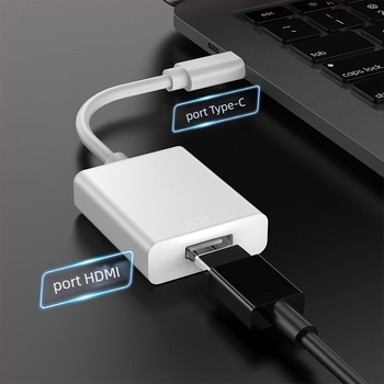 Adaptor Type-C către HDMI, USB 3.1, carcasă din aluminiu, interfață HDMI, nucleu din cupru, cip 1