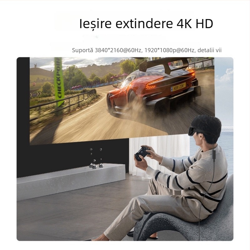 Adaptor Type-C către HDMI pentru ochelari AR - interfață HDMI, cip AR, hub USB-C, transfer de date 3.1