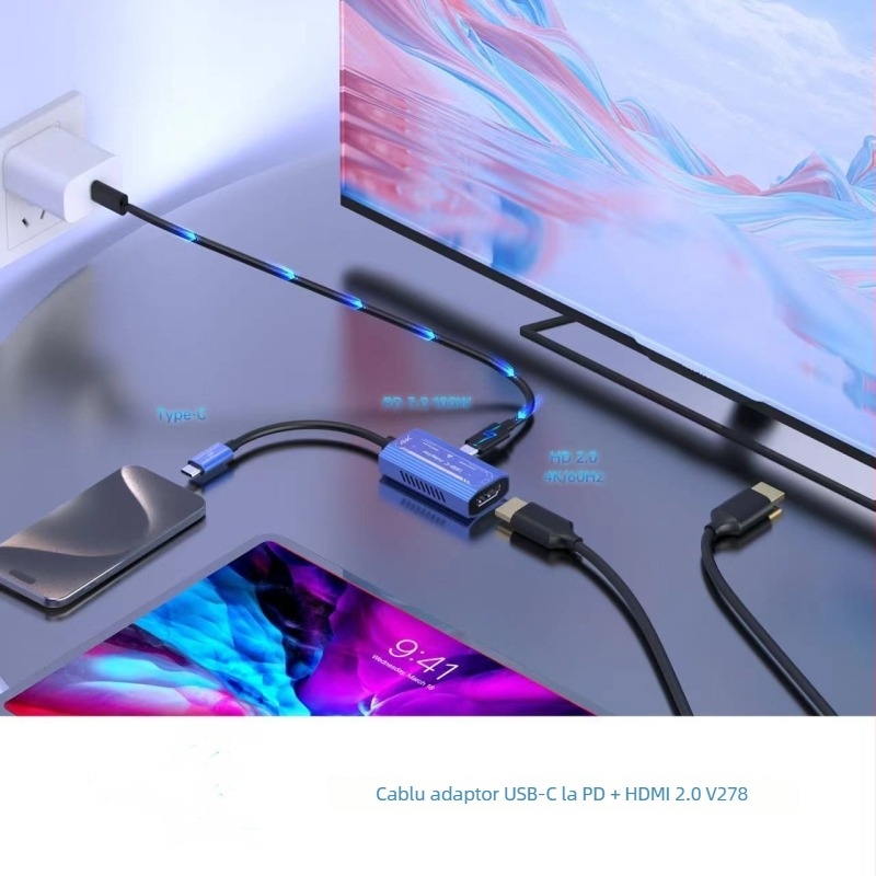 Adaptor Type-C către HDMI pentru ochelari AR - interfață HDMI, cip AR, hub USB-C, transfer de date 3.1