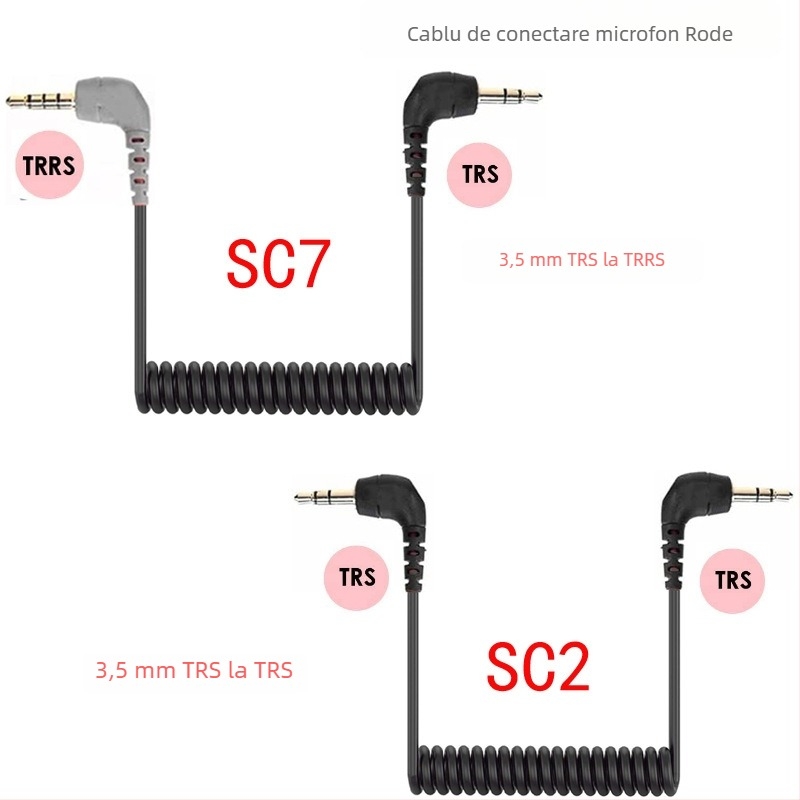 Cablu patch de microfon TRS la TRRS pentru BOYA, RODE SC2, VideoMi SC7 3,5 mm