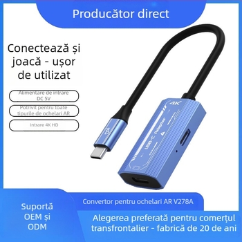 CABLU adaptor Type-C la HDMI pentru ochelari AR Vision Glass Thunderbird XREALAia2, cip VL171, interfață HDMI, 4K/60Hz, lungime 220×23.7×12.2 mm