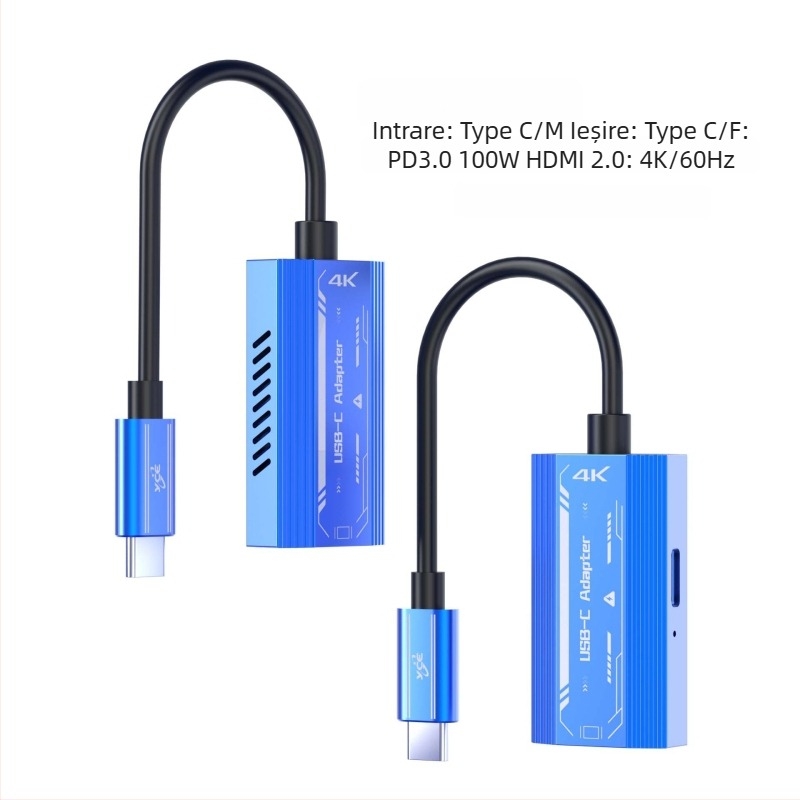CABLU adaptor Type-C la HDMI pentru ochelari AR Vision Glass Thunderbird XREALAia2, cip VL171, interfață HDMI, 4K/60Hz, lungime 220×23.7×12.2 mm