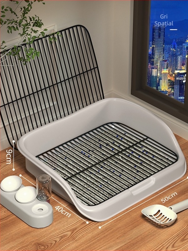 Toaletă pentru câini cu bazin de nisip pentru curățarea fecalelor — pentru câini mici și de talie medie, automată, anti-pas, bazin de urină cu punct fix, material PP, brand Dry Rice Cat