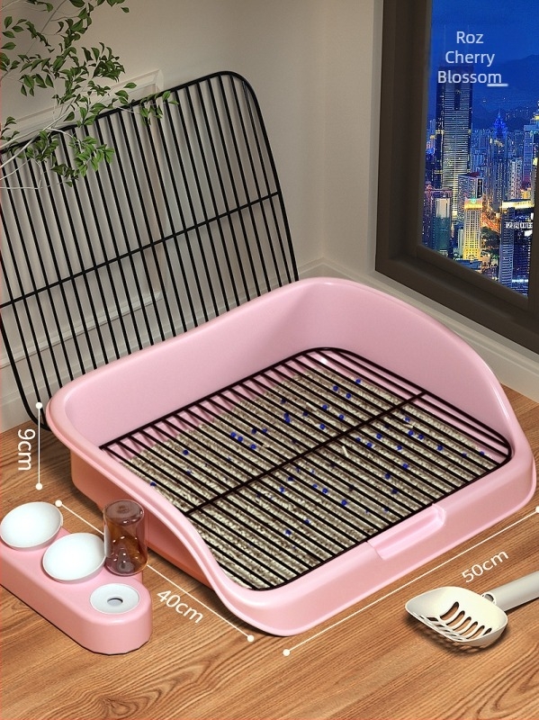 Toaletă pentru câini cu bazin de nisip pentru curățarea fecalelor — pentru câini mici și de talie medie, automată, anti-pas, bazin de urină cu punct fix, material PP, brand Dry Rice Cat