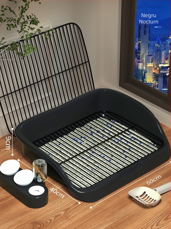 Toaletă pentru câini cu bazin de nisip pentru curățarea fecalelor — pentru câini mici și de talie medie, automată, anti-pas, bazin de urină cu punct fix, material PP, brand Dry Rice Cat