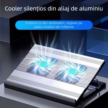 Noci T10 radiator pentru laptop — suport reglabil pe mai multe trepte, aliaj de aluminiu, răcire cu 2 ventilatoare