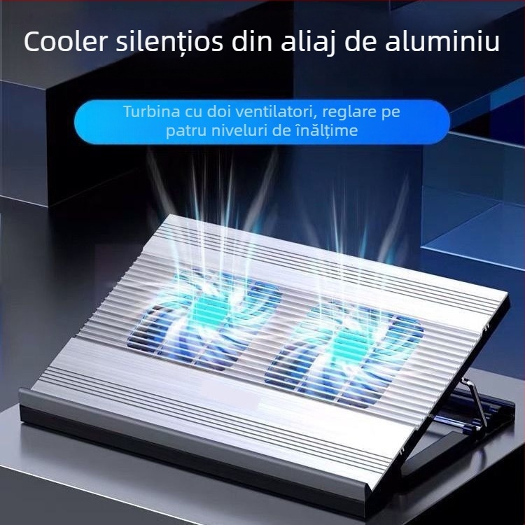 Noci T10 radiator pentru laptop — suport reglabil pe mai multe trepte, aliaj de aluminiu, răcire cu 2 ventilatoare