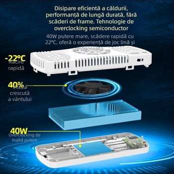 Bază radiator pentru notebook cu 1 ventilator, ABS + aluminiu, radiator de răcire, compatibil cu notebook, ultrabook, Playbook