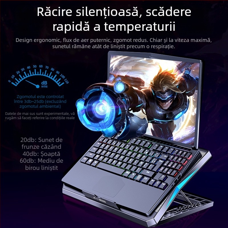 Noci Q3 răcitor pentru laptop, 6 ventilatoare, răcire cu aer, plastic + plasă de fier, cablu de 0,6 m