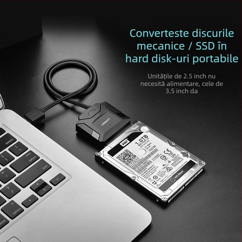 Cablu adaptor SATA la USB, interfață USB 2.0, transfer de date 3.0, conector unic, model 20231