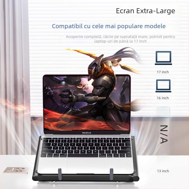 Noci C400 Cooler laptop cu 2 ventilatoare, răcire prin aer, suport de birou pliabil, compatibil universal