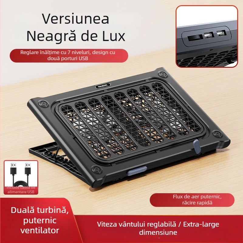 Noci C400 Cooler laptop cu 2 ventilatoare, răcire prin aer, suport de birou pliabil, compatibil universal