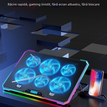 Padă de răcire pentru laptop K15, răcire cu aer, 6 ventilatoare, plasă metalică și plastic
