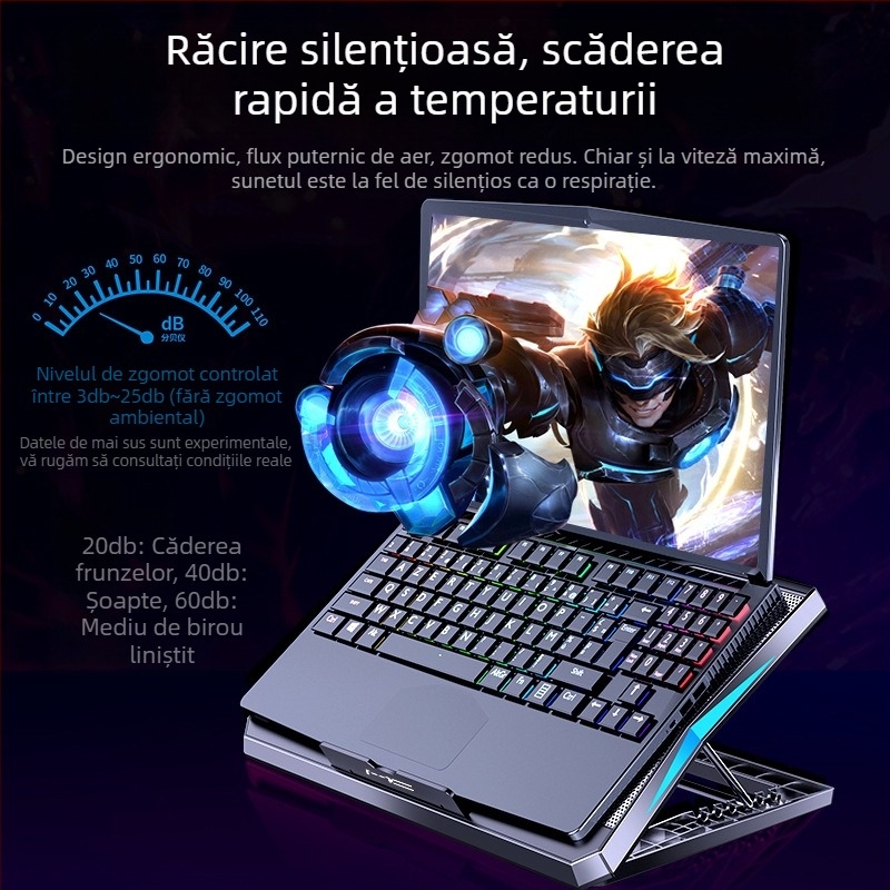 Radiator pentru laptop Noci Q3 cu răcire aeriană și 6 ventilatoare