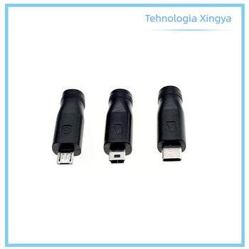 Set adaptor încărcare DC: de la 5.5×2.1 mm la 5.5×2.5 mm, conector 5521, cablu USB de 1 m, set 10 în 1